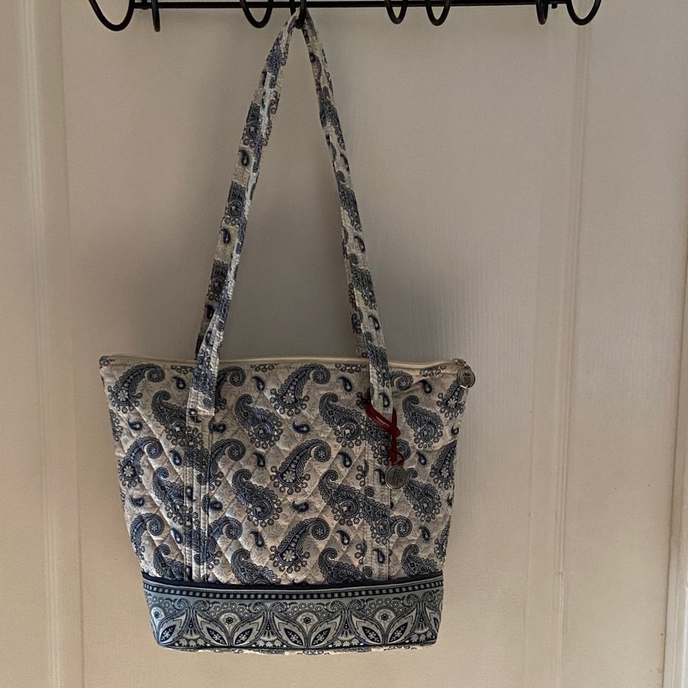Liz & Co. Blue and Cream Paisley Tote